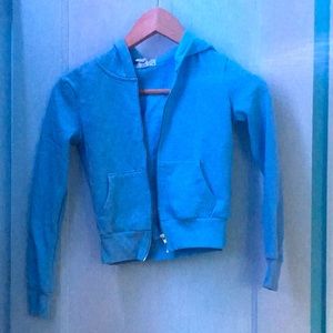 Girls cropped blue zip-up hoodie